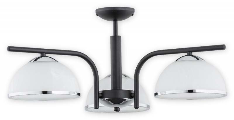 Lustr Lemir O2923 W3 CZA + CH Lava 3-ramenný černá matná + chrom