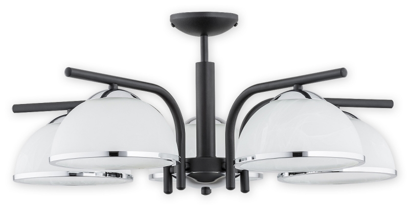 Lustr Lemir O2925 W5 CZA + CH Lava 5-ramenný černá matná + chrom