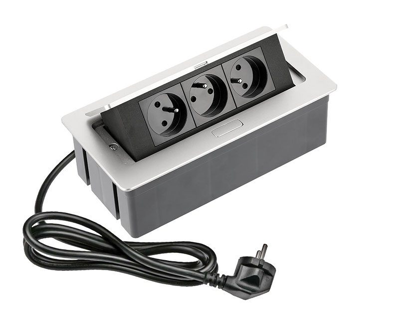 Výsuvná zásuvka GTV AE-PBSC3GU-53 stříbrná