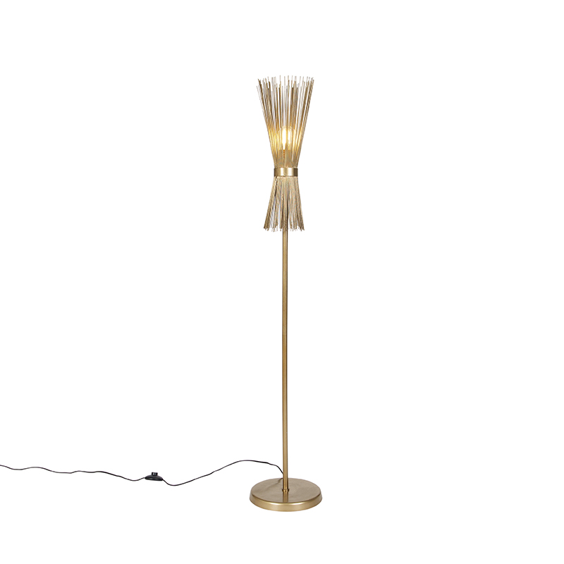 Art Deco stojací lampa zlatá - koště