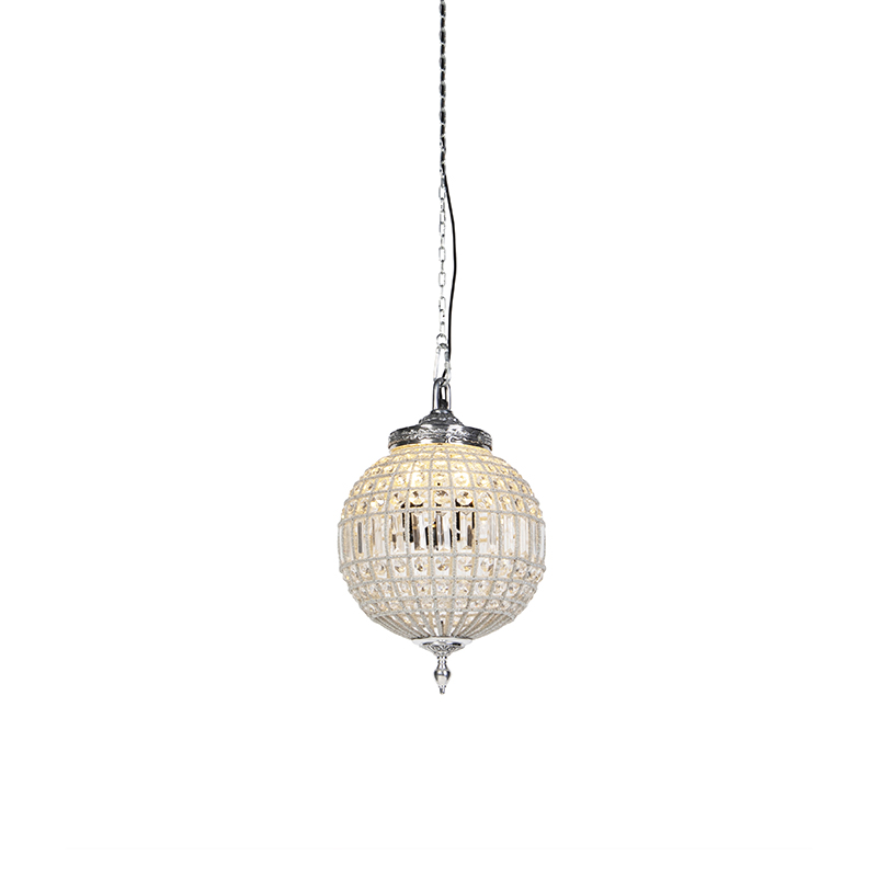 Art Deco závěsná lampa krystal se stříbrem 35 cm - Kasbah