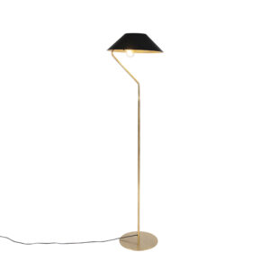 Art deco stojací lampa zlatá s černým odstínem - Knick