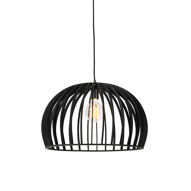 Art deco závěsná lampa černé dřevo 50 cm - Twain