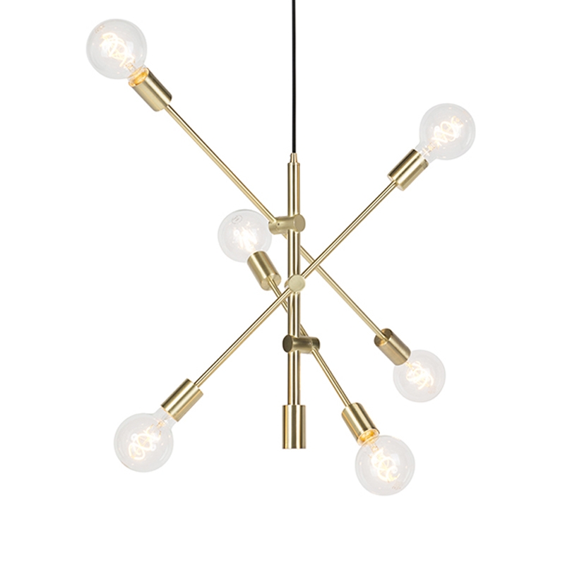 Art deco závěsná lampa matná mosaz 6-světla - Sydney