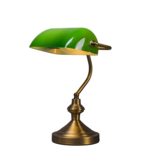 Chytrá klasická stolní lampa bronzová se zeleným sklem včetně Wifi A60 - Banker