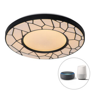 Chytré stropní svítidlo černé 49 cm včetně LED a stmívače - Luka