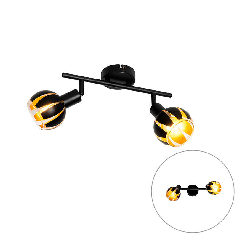 Designová bodová černá se zlatými 2 světly - Melone