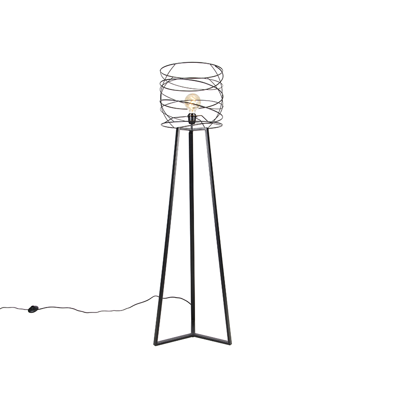 Designová stojací lampa černá - Spira