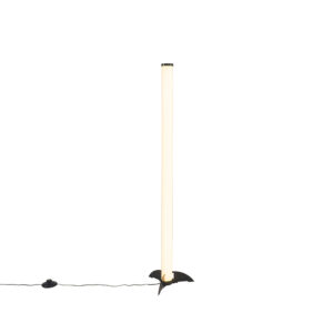 Designová stojací lampa černá s opálem vč. LED - Bomba