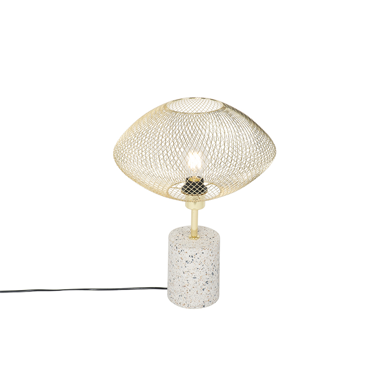 Designová stolní lampa bílá s mosazí - Ella