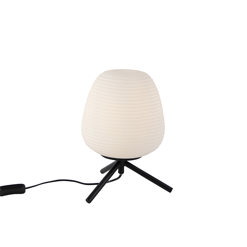 Designová stolní lampa černá 20 cm s opálovým sklem - Hero