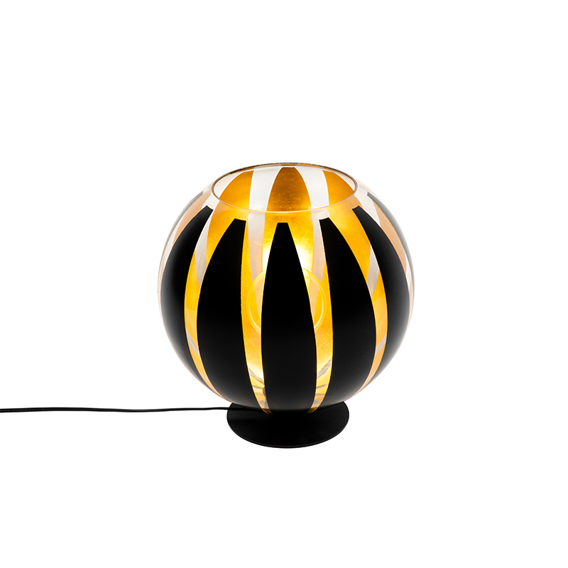 Designová stolní lampa černá se zlatem 30 cm - Melone