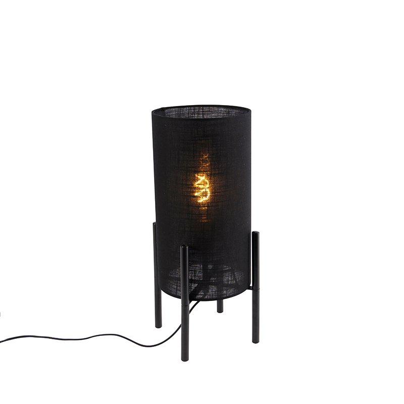 Designová stolní lampa černé lněné odstín černé - Rich