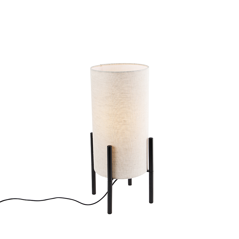 Designová stolní lampa černé lněné odstín šedé - Rich