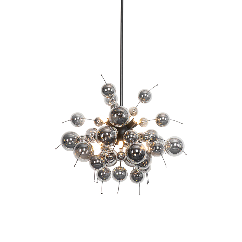 Designová závěsná lampa černá s kouřovým sklem 8-světel - Explode