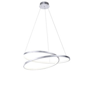 Designová závěsná lampa stříbrná 72 cm včetně LED stmívatelné - Rowan