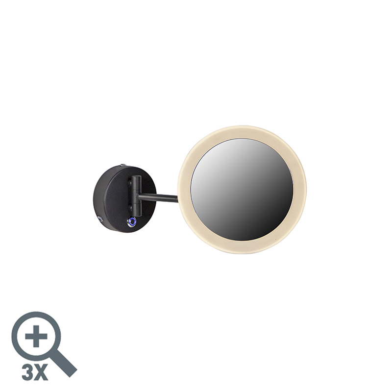 Designové nástěnné zrcadlo černé včetně LED IP44 - Barba