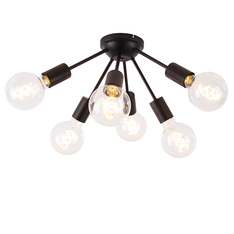 Designové stropní svítidlo černé 30 cm 6 světel - Sputnik