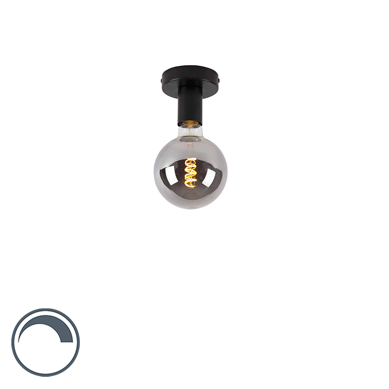 Designové stropní svítidlo černé s kouřovým sklem G125 - Facile