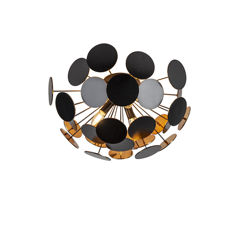 Designové stropní svítidlo černé se zlatem 3 cm světlo 54 cm - Cerchio