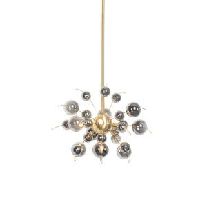 Designové závěsné svítidlo mosazné s kouřovým sklem 4-light - Explode