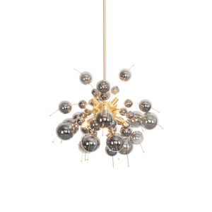 Designové závěsné svítidlo mosazné s kouřovým sklem 8-světel - Explode