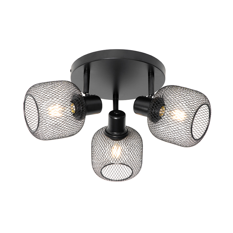 Industriální bodová černá 3-světelná - Bliss Mesh