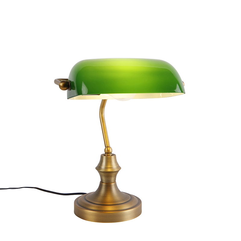 Klasická notářská lampa bronzová se zelenou - Banker