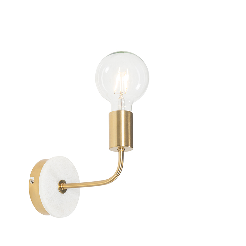 Klasické nástěnné svítidlo zlaté s mramorem - Kaso