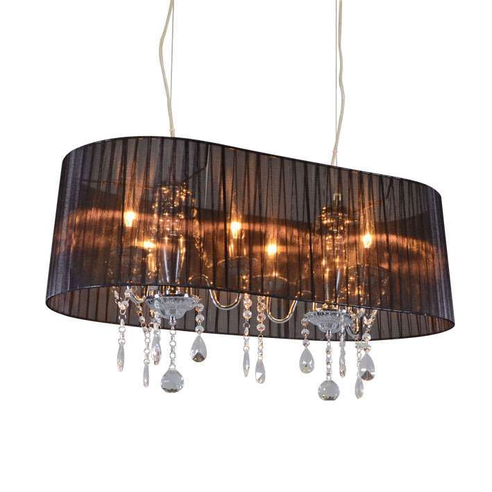 Lustrový chrom s černými 80 cm 6 světly - Ann-Kathrin