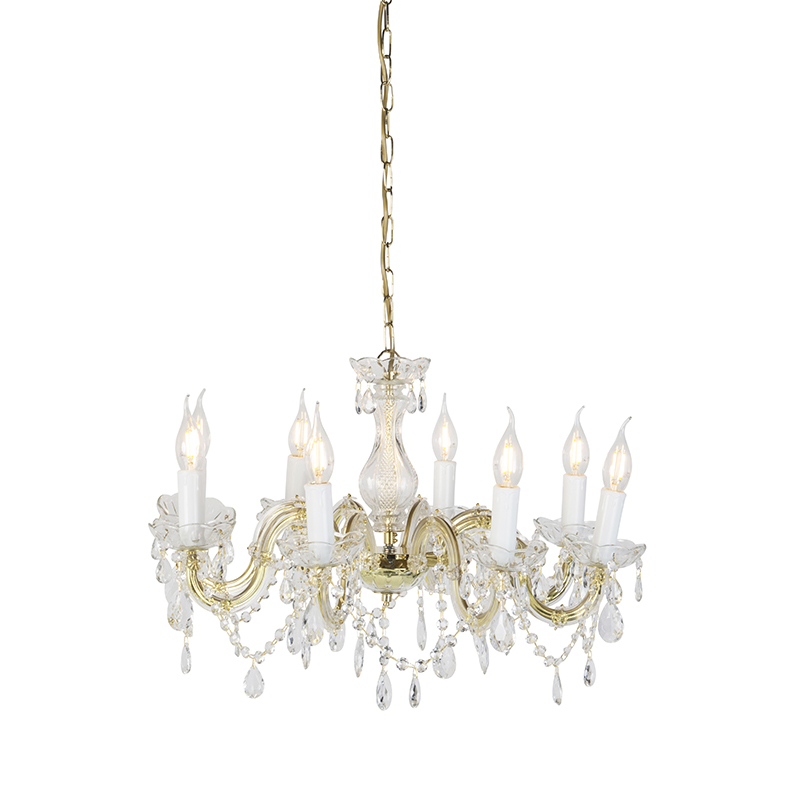 Lustrový zlatý s průhledným 8-světlem - Marie Terezie