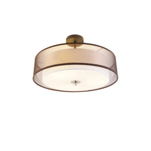 Moderne plafondlamp bruin met wit 50 cm 3-lichts - Drum Duo