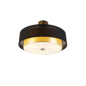 Moderne plafondlamp zwart met goud 50 cm 3-lichts - Drum Duo