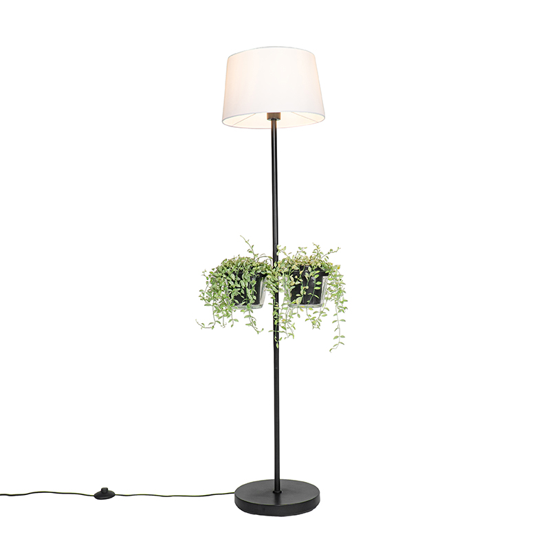 Moderne vloerlamp zwart met glas 33 cm - Roslini