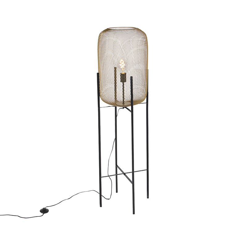 Moderní černá se zlatou stojací lampou - Bliss Mesh