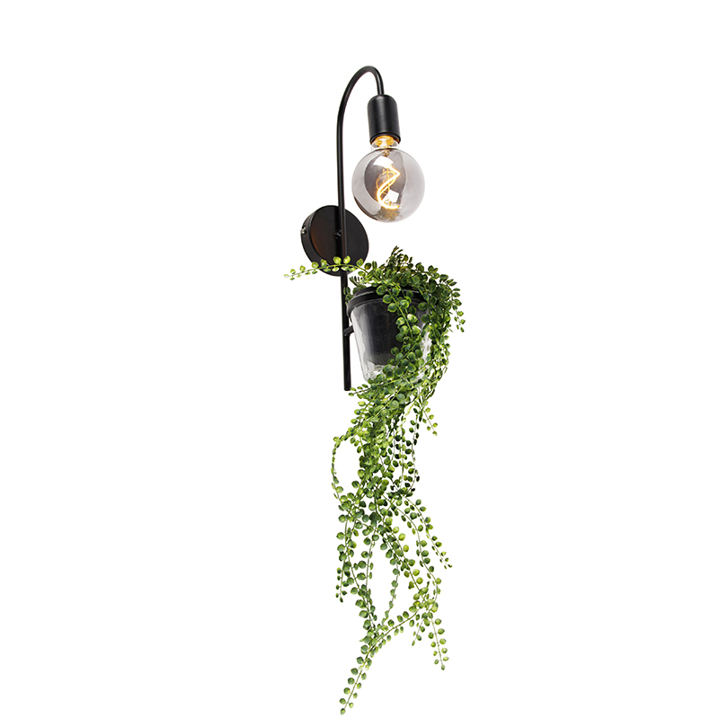 Moderní nástěnná lampa černá - Roslina