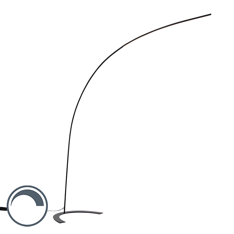 Moderní oblouková lampa černá včetně LED a stmívače - Piegato