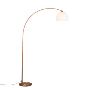 Moderní oblouková lampa měděná s bílým odstínem - Arc Basic