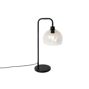 Moderní stolní lampa černá s kouřovým sklem - Malý