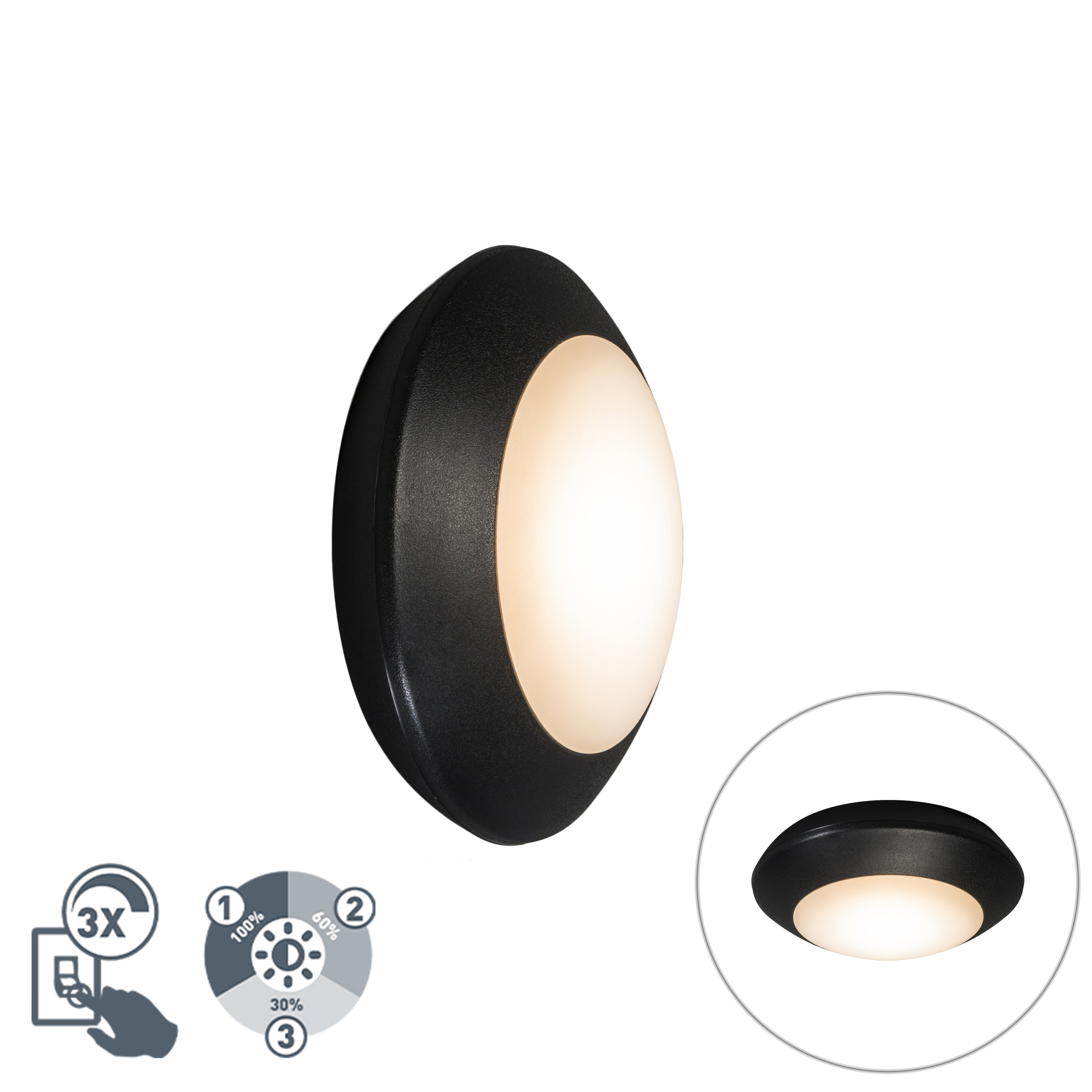 Moderní stropní svítidlo černé IP65 - Bertina