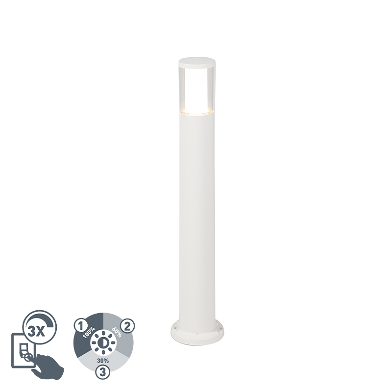 Moderní venkovní tyč bílá 80 cm IP55 vč. GU10 3stupňové stmívatelné - Carlo