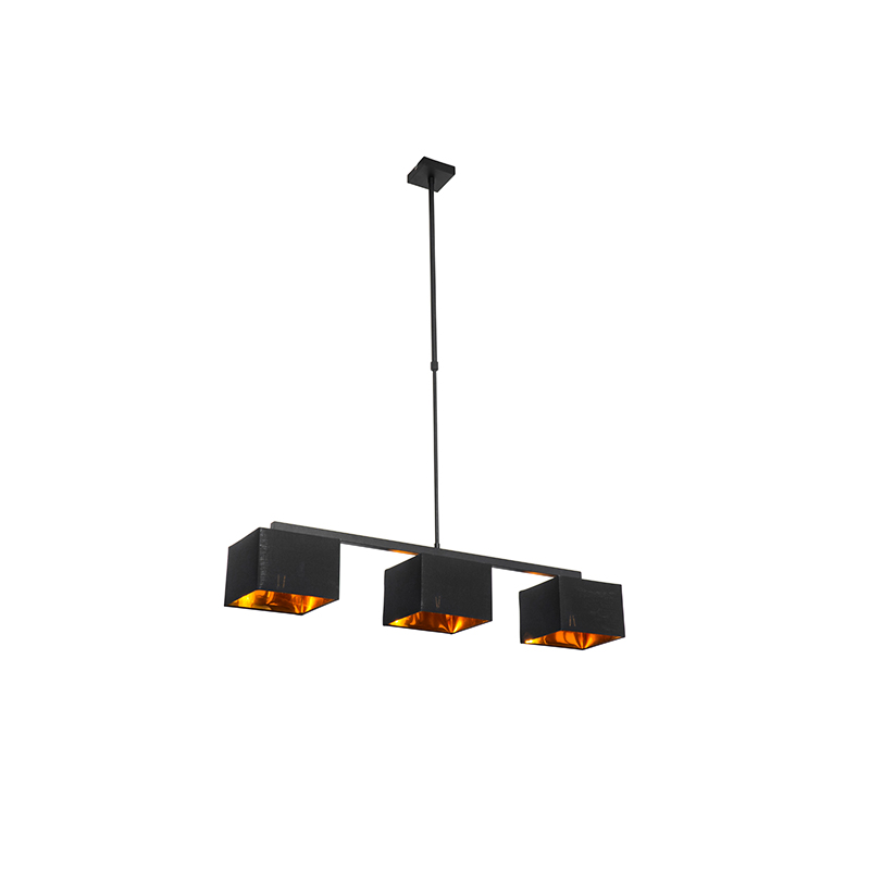 Moderní závěsná lampa černá se zlatem 88 cm 3-světlo - VT 3