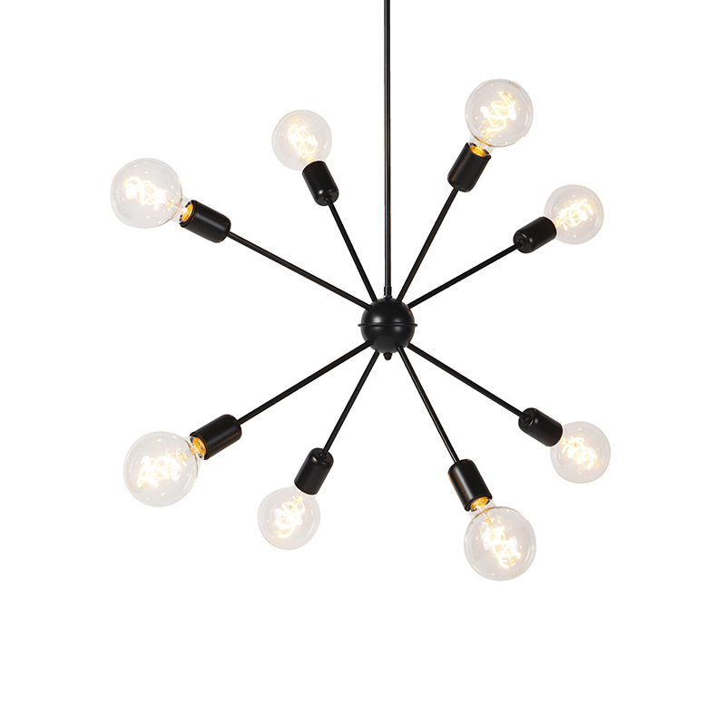 Moderní závěsná lampa černé 8-světlo s posuvnou tyčí - Sputnik