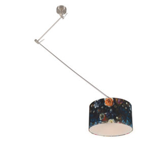 Moderní závěsná lampa z oceli s odstínem flóry 35 cm - Blitz 1