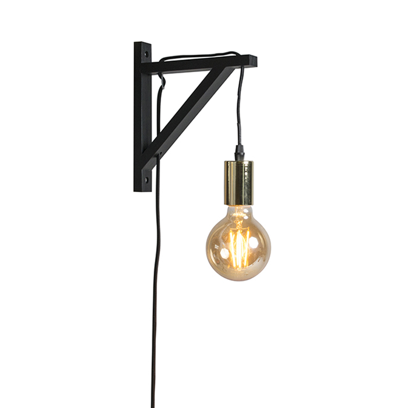 Nástěnná lampa černá se zlatem - Hangman