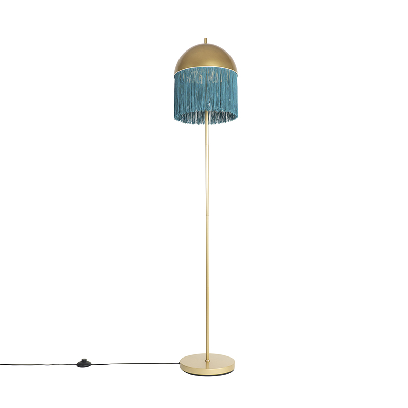 Orientální stojací lampa zlatá se zelenými třásněmi 30 cm - Fringle