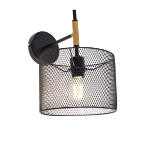 Průmyslová nástěnná lampa černá - Drum Mesh