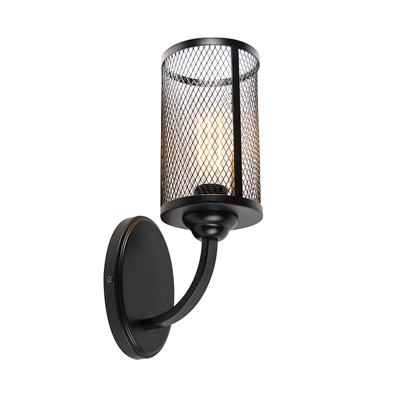 Průmyslová nástěnná lampa černá - gáza