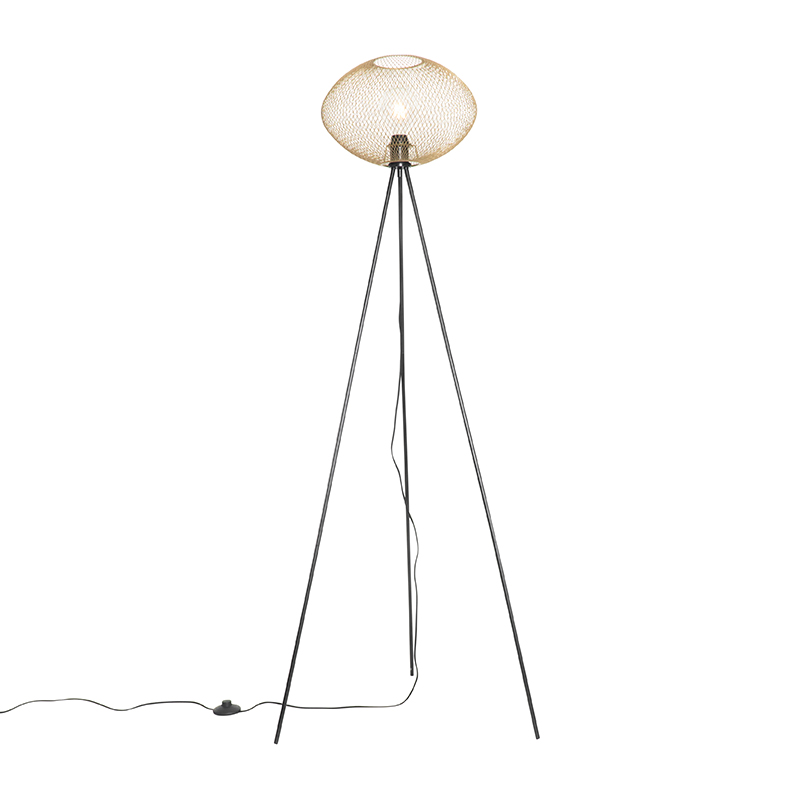 Průmyslová stojací lampa zlatý stativ - Molly