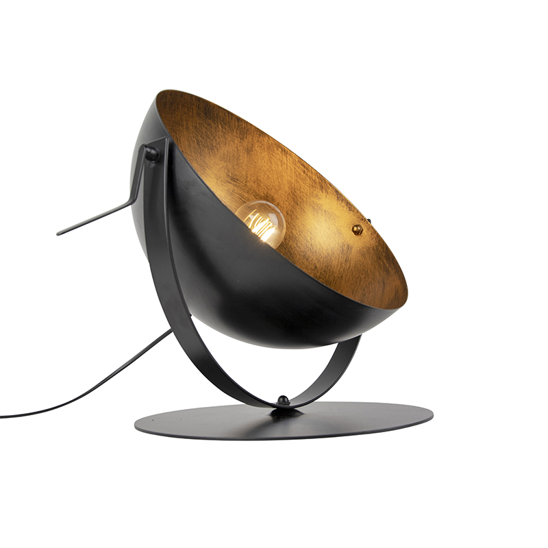 Průmyslová stolní lampa černá se zlatem nastavitelná - Magna